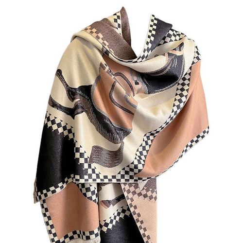 AWST Horses in Blankets Acrylic Cashmere Scarf - Black