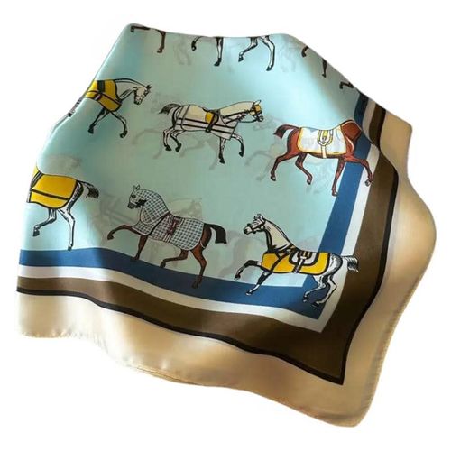 AWST Horses in Blankets Scarf - Turquoise