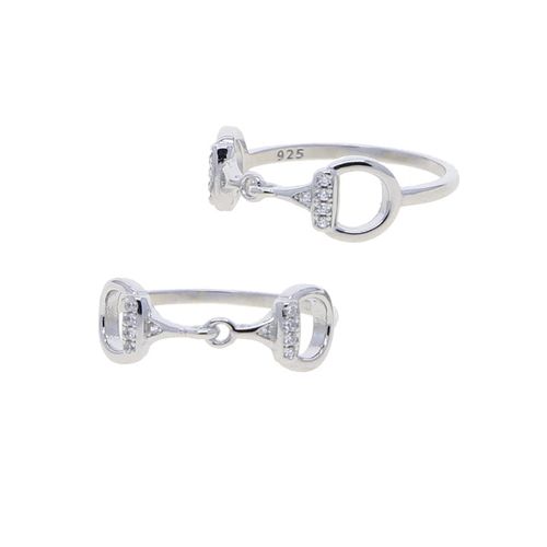 AWST Sterling Silver CZ Snaffle Bit Ring