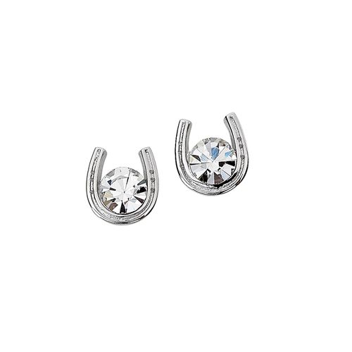 AWST Sterling Silver & CZ Horseshoe Stud Earrings