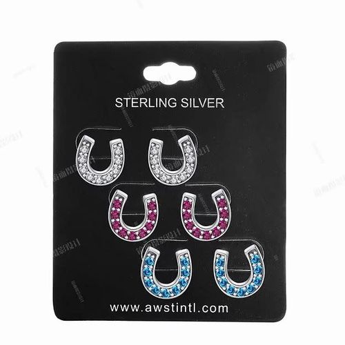 AWST Sterling Silver Crystal Horse Shoes Earrings - MultiColor