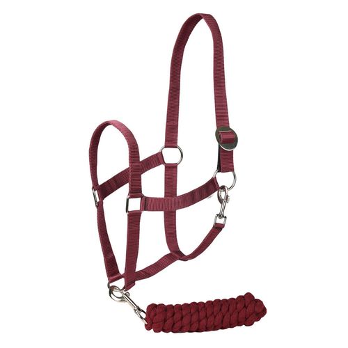 TuffRider Halter and Lead Rope Set w/Breakaway Leather - Burgundy