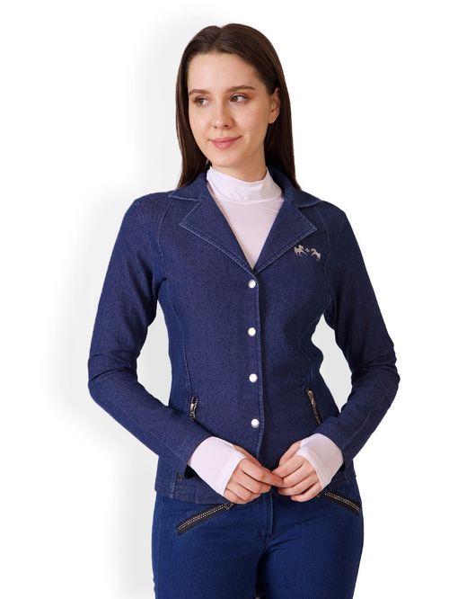 Equine Couture Women's Denim & Diamonds Stretch Show Coat - Navy