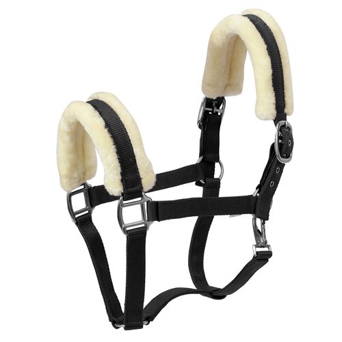 Henri de Rivel Sherpa Fleece Halter w/Leather Breakaway - Black