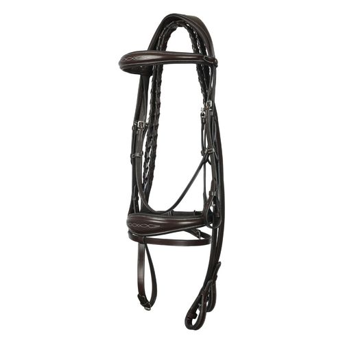 Henri de Rivel Jamaika Pro Anatomical Fancy Raised Wide Flash Bridle w/Reins - Havana