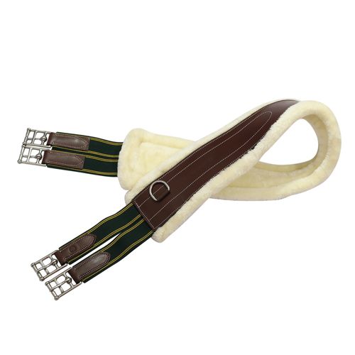 Henri de Rivel Contoured Leather Sherpa Fleece Girth - Australian Nut