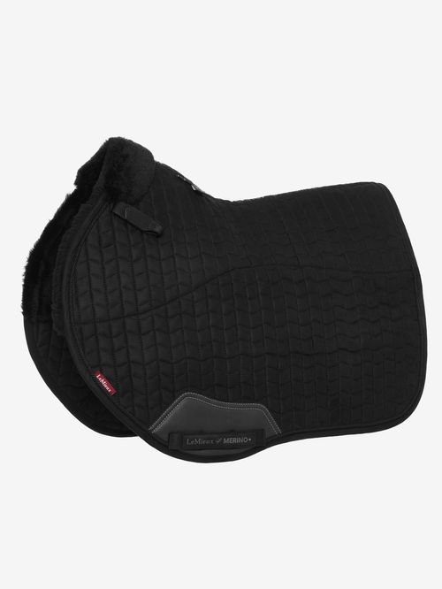 LeMieux Merino+ Half Lined Suede EuroJump Square - Black/Black