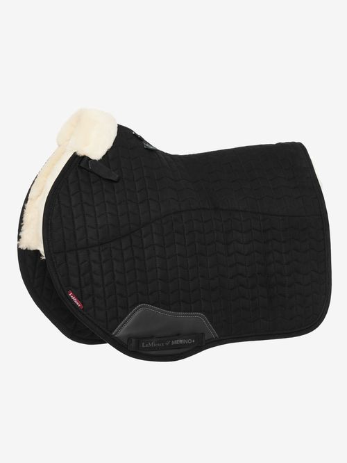 LeMieux Merino+ Half Lined Suede EuroJump Square - Black/Natural