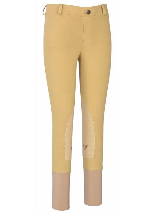 OUTLET: TuffRider Kids' Starter Lowrise Pull-On Knee Patch Breeches - 16 Regular - Light Tan