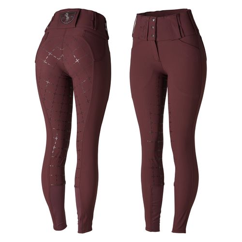OUTLET: Horze Women's Desiree High Waist Full Seat Breeches - EU 42/US 30 - Sassafras Wine Red