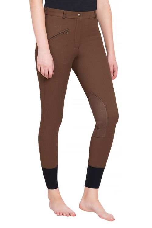 OUTLET: TuffRider Women's Ribb Knee Patch Breeches - 32 Regular - Chocolate