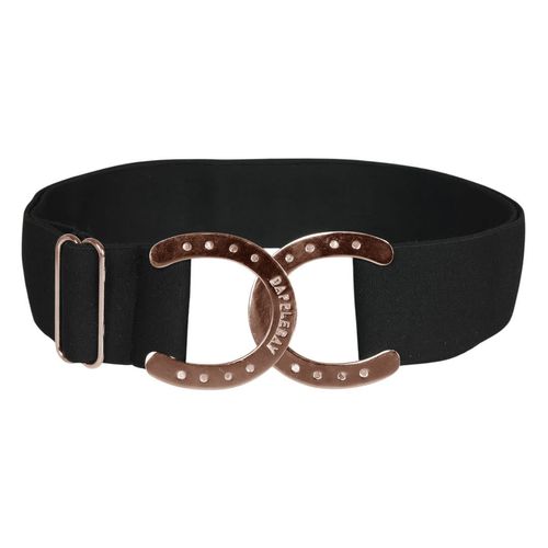 Dapplebay Women's Horse Shoe Elastic Belt - Black/Rose Gold