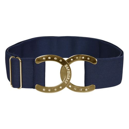 Dapplebay Women's Horse Shoe Elastic Belt - Navy/Gold