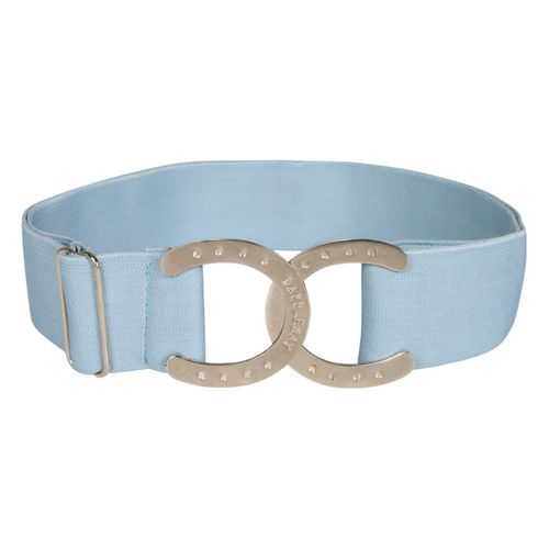 Dapplebay Women's Horse Shoe Elastic Belt - Light Blue/Silver