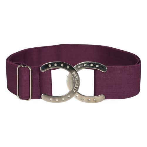 Dapplebay Women's Horse Shoe Elastic Belt - Plum/Silver