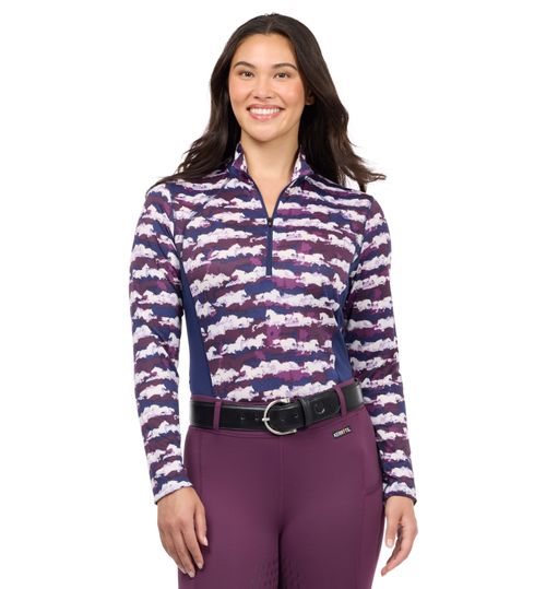 Kerrits Women's Equibreeze Print Ice Fil Long Sleeve Shirt - Berry Brushstrokes