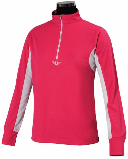 OVERSTOCK: TuffRider Kids' Ventilated Technical Long Sleeve Sport Shirt - X Large - Hot Pink