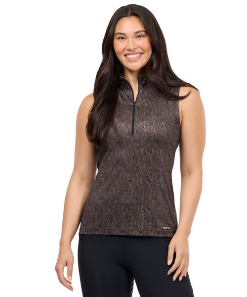 Kerrits Women's Play It Print Coolcore Sleeveless Shirt - Black Lucky Cascade