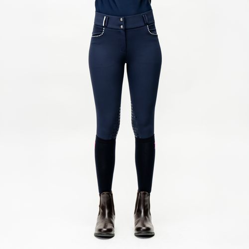 Horseware Women's Newmarket Mid Rise Knee Patch Breeches - Navy