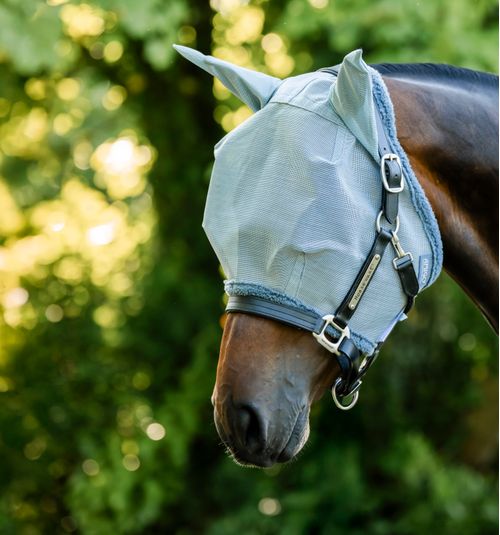 Amigo Fly Mask - Heather Blue/Blue/Silver