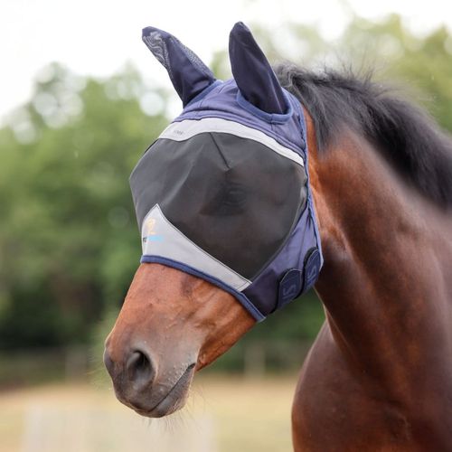 Shires FlyGuard Fine Mesh Fly Mask w/Ears - Navy