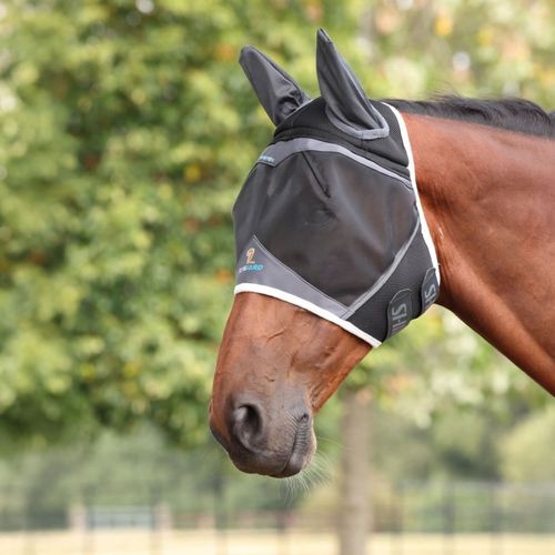 Shires FlyGuard Air Motion Fly Mask w/Ears - Dark Grey
