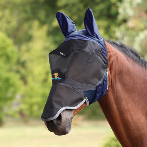 Shires FlyGuard Pro Deluxe Fly Mask w/Ears & Nose - Navy