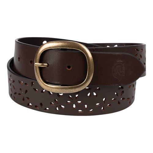 Equinavia Emmi Flowers Leather Belt - Chocolate Brown
