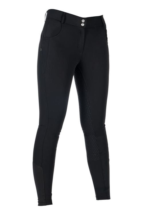 OUTLET: HKM Women's Ari Mid Rise Silicon Full Seat Breeches - 24 - Black