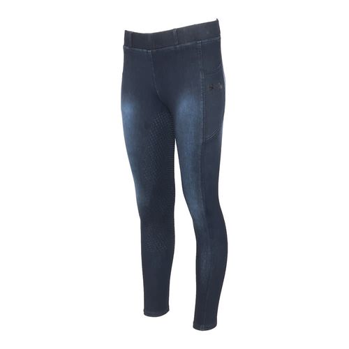 Equine Couture Women's Denim Full Seat Silicon Tights w/Phone Pocket - Anthracite