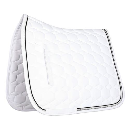 Equine Couture Rhinestone Dressage Saddle Pad - White/Black Metallic