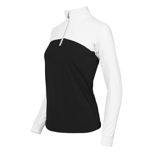 OUTLET: Dapplebay Women's 1/4 Zip Long Sleeve Shirt - Small - Black/White