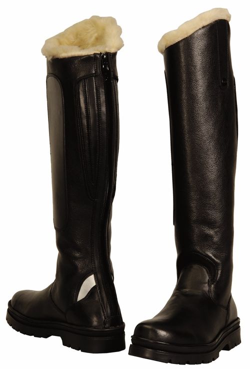 OUTLET: TuffRider Women's Tundra Fleece Lined Tall Boots in Synthetic Leather - 9 Regular - Black