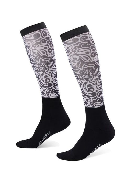 Kerrits Women's Dual Zone Boot Socks - Soft White Posh Paisley