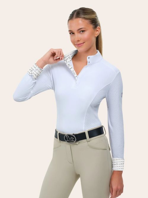 RJ Classics Women's Tori 2.0 Long Sleeve Show Shirt - White/Multi Bits