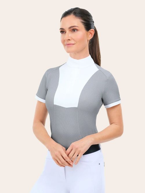 RJ Classics Women's Elsie Short Sleeve Show Shirt - Grey Floral Dot