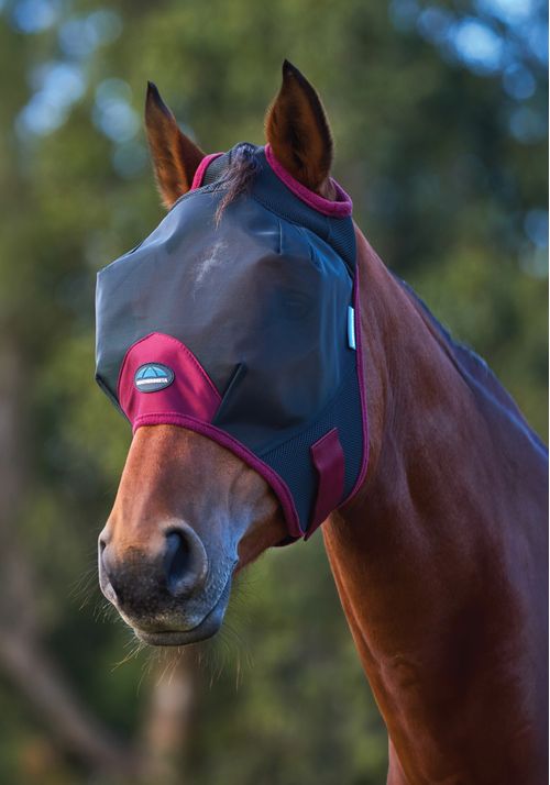Weatherbeeta Comfitec Fine Mesh Fly Mask - Black/Burgundy