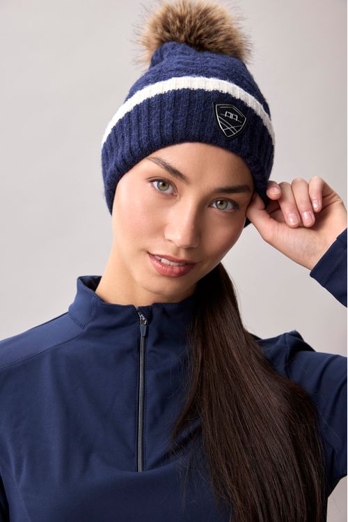 Alessandro Albanese Monogram Pom Beanie - Navy