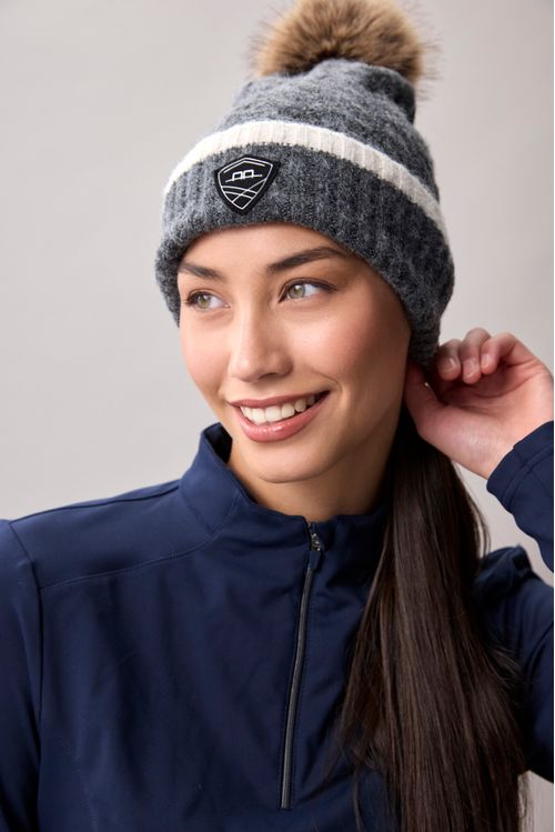 Alessandro Albanese Monogram Pom Beanie - Charcoal