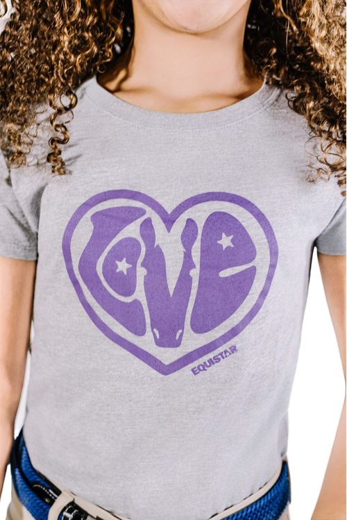 Equistar Kids' Horse Hearts Tee - Heather Grey