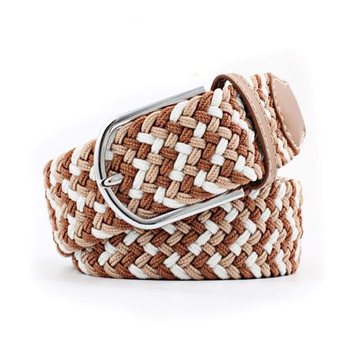 TuffRider FlexiFit  Stretch Braided Riding Belt - Beige/Coffee/White