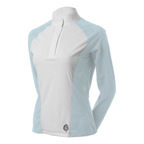 Equinavia Women's Sara Perforated Long Sleeved Show Shirt - White/Sweet Blue