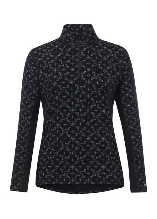 OUTLET: Kerrits Women's Stable Temp Merino Wool Quarter Zip Top - Large - Black Horse Quadrille