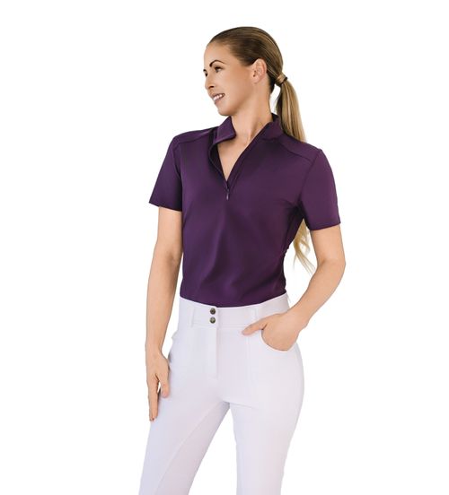 BARGAIN: Catago Women's Thelma Quarter Zip Short Sleeve Top - Medium - Plum Perfect
