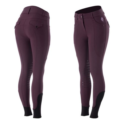 OVERSTOCK: Equinavia Women's Annika Womens Silicone Knee Patch Breeches - 34 - Plum Wine