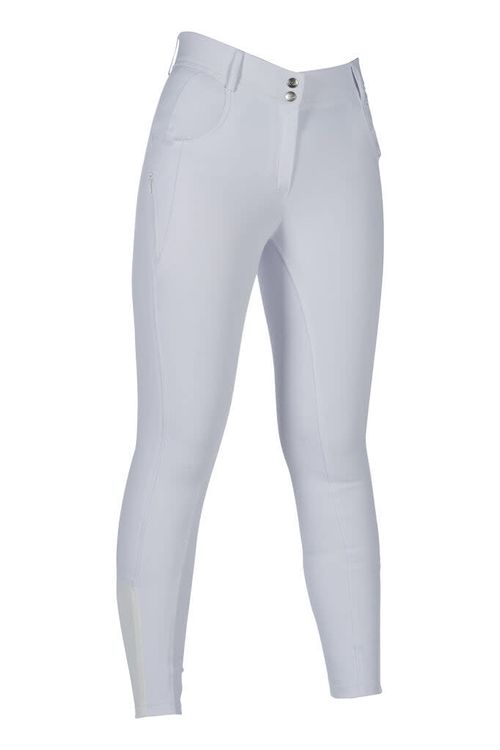 OUTLET: HKM Women's Ari Mid Rise Silicon Full Seat Breeches - 28 - White
