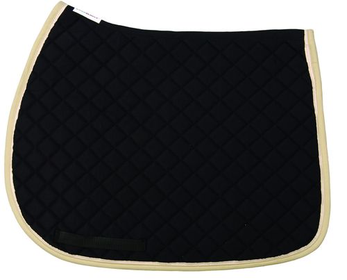 OVERSTOCK: TuffRider Basic All Purpose Saddle Pad w/Trim and Piping - One Size - Black/Light Tan/Cream