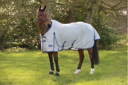 OVERSTOCK: Weatherbeeta Comfitec Airflow II Standard Neck Fly Sheet - 51 - Grey/Blue/Grey
