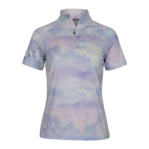 Dapplebay Women's 1/4 Zip Short Sleeve Riding Top - Opalite Skies