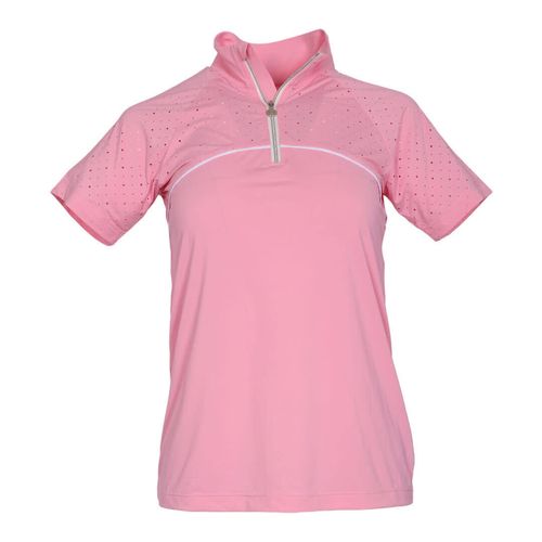 Dapplebay Women's 1/4 Zip Aircut Short Sleeve Riding Top - Ballet Pink